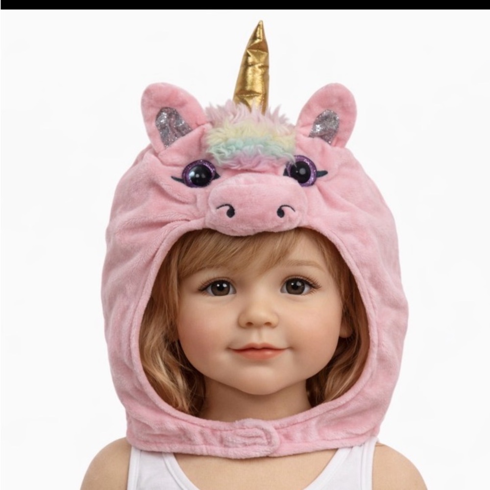 SPIRIT OF HALLOWEEN Infant Unicorn Costume Pink Hat Gold Horn Purple Eyes 18-24M